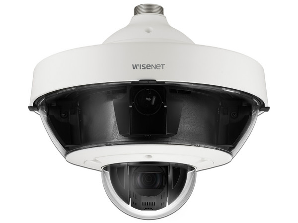 Cámara IP de Vigilancia Hanwa PNM-9322VQP, Multisensor de 8 a 20 MP (4 sensores de 2 o 5 MP), Lentes intercambiables con PTZ 2 MP 32X, Hasta 5 tarjetas SD de 256GB, WDR de hasta 150dB, IP66, IK10, PoE.