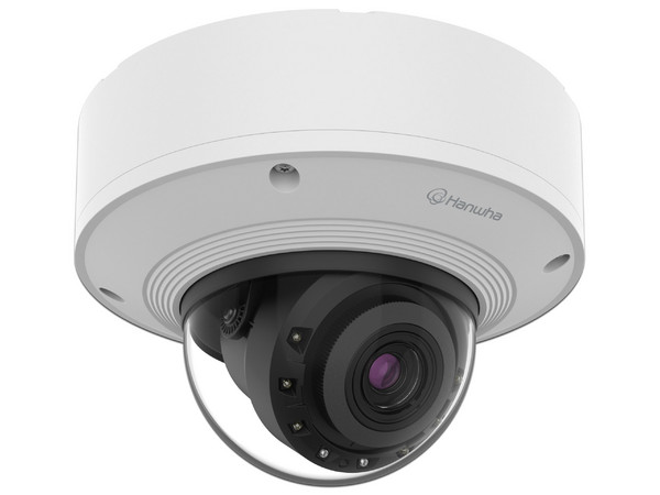 Cámara Tipo Domo Hanwha Vision  PNV-A6081R de 2MP (1920 x 1080), Lente de 4.38mm, IR hasta 40m, IP66, Color Blanco.