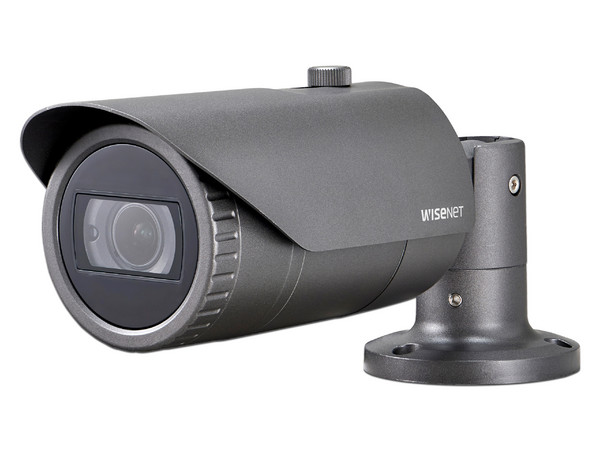 Cámara IP de vigilancia tipo Bullet Hanwha QNO-6082R, 1080p, 2MP, Conexión LAN, IR hasta 29m, PoE.