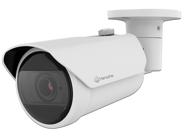 Cámara de vigilancia tipo bullet Hanwha Techwin QNO-C9083R, 8MP, efectividad IR hasta 30m, IP66, Micro SD. Color Blanco.