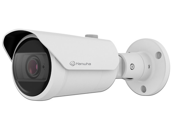 Cámara de vigilancia tipo bullet Hanwha Techwin QNO-C9083R, 8MP, efectividad IR hasta 30m, IP66, Micro SD. Color Blanco.