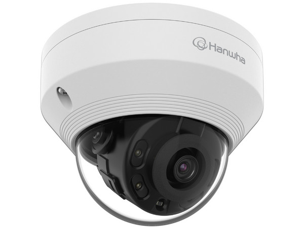Cámara de Vigilancia tipo Domo Hanwha de 2MP (1920 x 1080), IR hasta 20m, IP66, IK10, Lector MicroSD hasta 128GB (No incluye memoria).