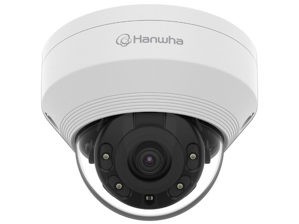 Cámara de Vigilancia tipo Domo Hanwha de 2MP (1920 x 1080), IR hasta 20m, IP66, IK10, Lector MicroSD hasta 128GB (No incluye memoria).