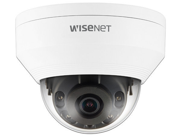 Cámara de Vigilancia tipo domo Hanwha QNV-8010R, 5MP, IP67, IK10, IR hasta 20m, PoE.