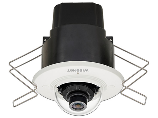 Cámara IP de vigilancia tipo domo Hanwha XND-8020F de 5MP, Lente 3.7mm, WDR 120db, H.265, WiseStream, PoE.