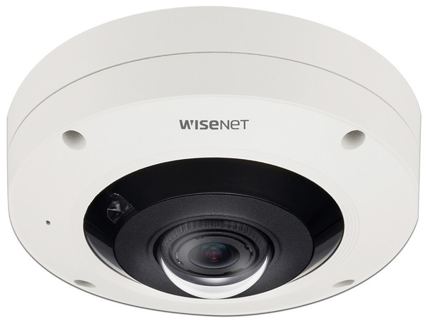 Cámara de vigilancia IP Tipo Fisheye Hanwha XNF-9010RV, PTZ Digital 16X, 12MP, IR de hasta 10m, IP66, IK10, PoE.