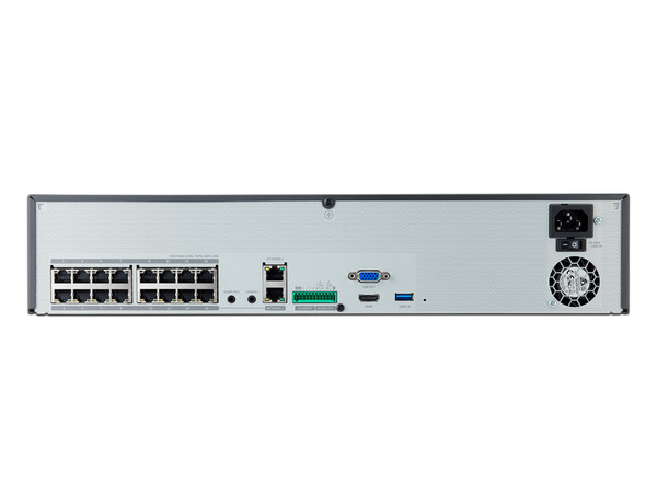 NVR Hanwha XRN-1620SB1 de 16 canales, Salida de video HDMI, VGA, Hasta 6TB (Disco Duro No incluido). Color Negro.