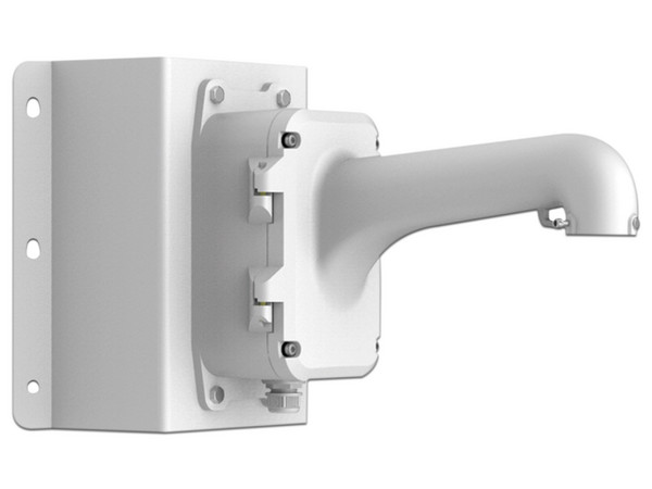 Montaje Hikvision de Esquina con Caja de Conexión para Domos PTZ. Color Blanco.