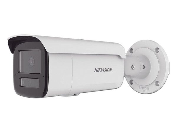 Cámara IP Tipo Bala Hikvision DS-2CD2T23G2-4LI2U de 2MP (1920 x 1080), Lente de 2.8mm, Luz Blanca e IR de hasta 80m, IP67, Color Blanco.