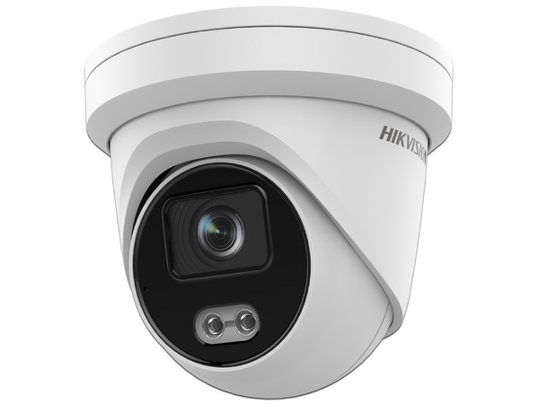 Cámara de Vigilancia IP Tipo Domo Hikvision DS-2CD3347G2-LS(U)(C) de 4MP (2560 x 1140), Lente 4 mm, Micrófono Integrado, Luz Blanca 40 m, Color Blanco.