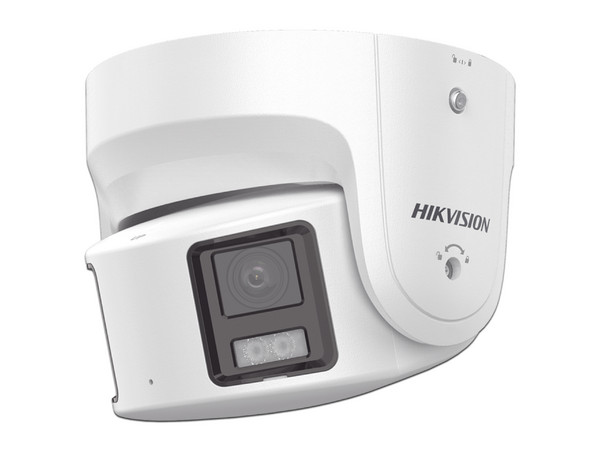 Cámara de Vigilancia Panorámica Hikvision DS-2CD3387G2P-LSU/SL(C) de 8MP (5120 x 1140), 180 grados, Luz blanca hasta 30m, IP67.