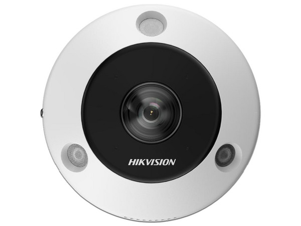Cámara de Vigilancia Tipo Ojo de Pez Hikvision DS-2CD63C5G1-IVS de 12MP, Lente de 1,29 mm, IR de 15mm, IP67, Micrófono Integrado, Color Blanco.