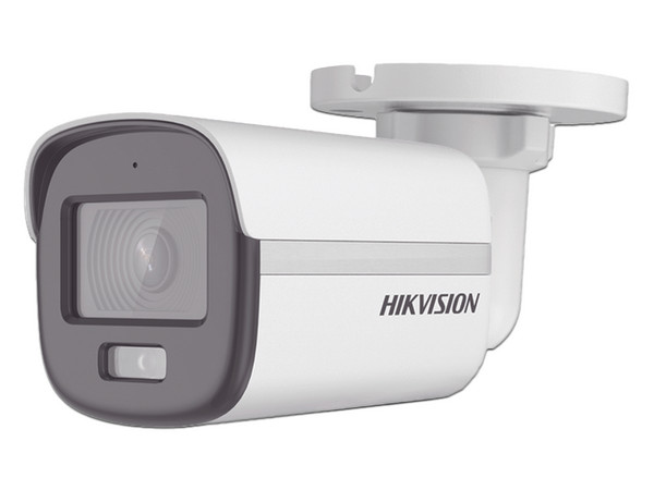 Cámara de Vigilancia tipo Bala Hikvision TURBOHD DS-2CE10DF0T-LFS de 2MP (1920 x 1080), Lente de 2.8mm, Luz Blanca e IR hasta 20m, Micrófono Integrado, IP67.