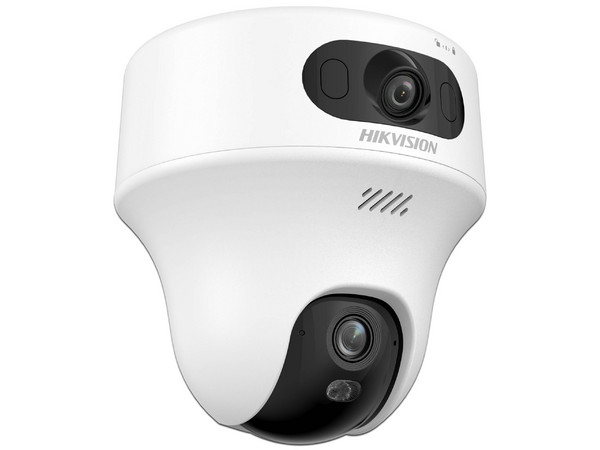 Cámara PT Tipo Torreta Hikvision DS-2CFWQ6-D  de 6MP (2304 x 1296), Doble Lente, IR de Hasta 10m, Wi-Fi. Color Blanco.