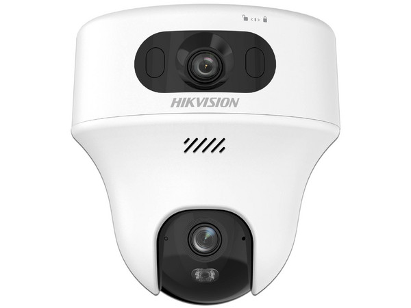 Cámara PT Tipo Torreta Hikvision DS-2CFWQ6-D  de 6MP (2304 x 1296), Doble Lente, IR de Hasta 10m, Wi-Fi. Color Blanco.