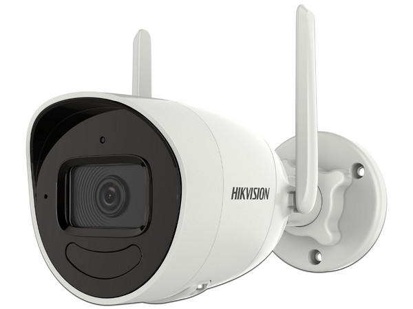 Cámara IP Tipo Bala Hikvision DS-2CV2021G2-IDW(W) de 2MP (1920 x 1080), Lente de 2.8mm, IR de Hasta 30m, AcuSense Lite, Wi-Fi, Ranura MicroSD, IP66. Color Blanco.
