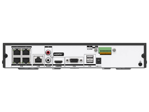 NVR Hikvision DS-7604NI-Q1/4P(E) de 4 Canales IP, 4 Puertos PoE, 1 Bahía de Disco Duro (No incluido), Compresión de video H.265+. Color Negro.