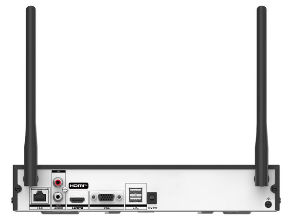 NVR Hikvision de 4 Canales IP, 1 Bahía de Disco Duro (No Incluido), HDMI, 2 Antenas Wi-Fi. Color Negro.