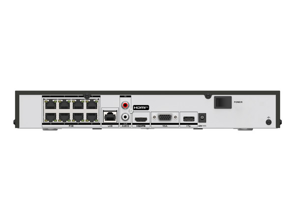 NVR Hikvision DS-7608NXI-K1/8P(E) de 8 Canales IP, 8 Puertos PoE,  Reconocimiento Facial, 1 Bahía de Disco Duro. Color Negro.