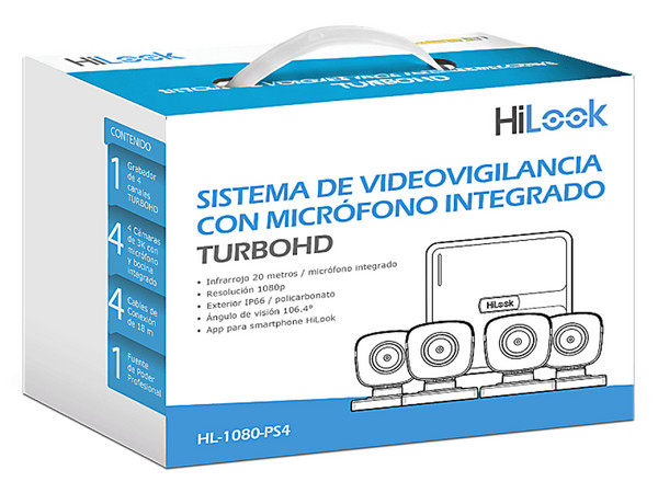Kit De Vigilancia Hikvision HL-1080-PS4, DVR DVR-104G-M1/T 4 Canales 1080p Lite, 4 Cámaras Tipo Bala THC-B120-PS de 2MP con Micrófono Integrado, Audio por Coaxitron.