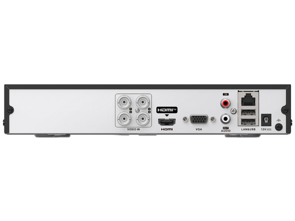 DVR Hikvision IDS-7204HUHI-M1/T de 4 Canales TurboHD + 4 Canales IP de hasta 8MP (4K), Audio por Coaxitron, Bahía de Disco Duro(No Incluido), H.265+, ACUSENSE. Color Negro.