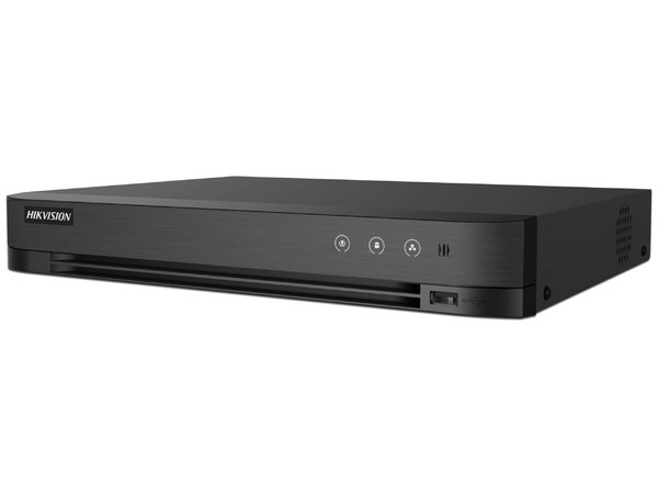 DVR Hikvision IDS-7204HUHI-M1/XT de 4 canales TURBOHD + 4 Canales IP de hasta 8 MP (4K), Audio de dos vías por Coaxitron, 1 Bahía de Disco Duro(No Incluido), ACUSENSE, H.265+.