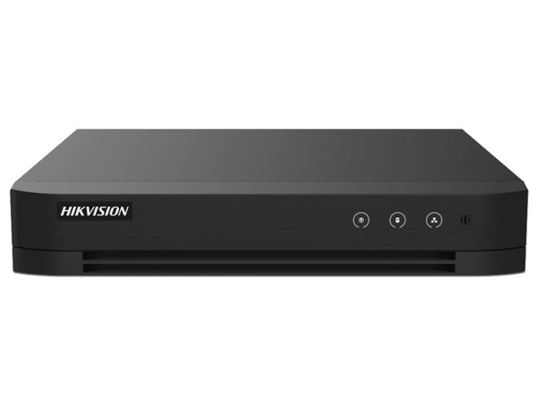 DVR Hikvision IDS-7208HQHI-M1/T de 8 Canales TurboHD, 4 Canales IP, 5MP Lite, 3K Lite (2560 x 1440), AcuSense, 1 Bahía para Disco Duro. Color Negro.