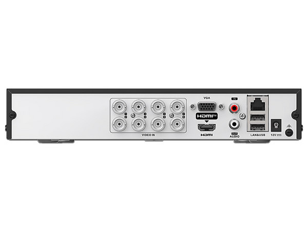 DVR Hikvision IDS-7208HQHI-M1/T de 8 Canales TurboHD, 4 Canales IP, 5MP Lite, 3K Lite (2560 x 1440), AcuSense, 1 Bahía para Disco Duro. Color Negro.
