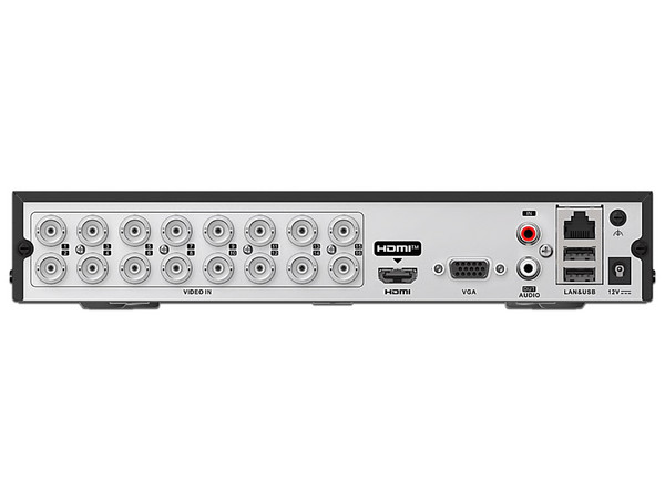DVR Hikvision IDS-7216HQHI-M1/T de 16 Canales TurboHD, 8 Canales IP, 5MP Lite, 3K Lite (2560 x 1440), AcuSense, 1 Bahía para Disco Duro. Color Negro.