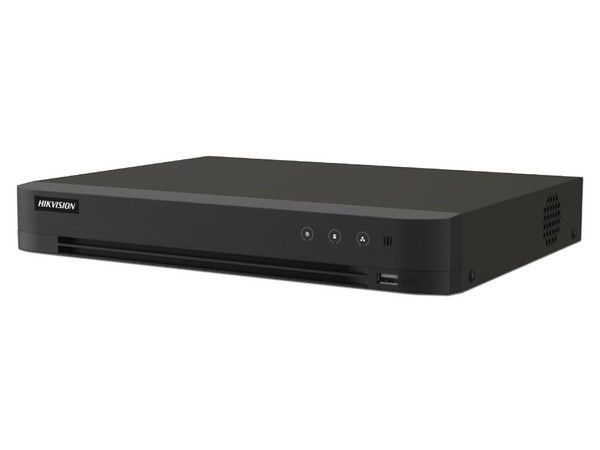 DVR Hikvision IDS-7216HQHI-M1/XT de 16 canales + 8 Canales IP de hasta 5 MP, Audio de Dos Vías por Coaxitron, 1 Bahía de Disco Duro(No Incluido) H.265+.