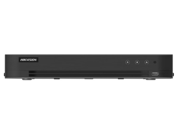 DVR Hikvision IDS-7216HQHI-M1/XT de 16 canales + 8 Canales IP de hasta 5 MP, Audio de Dos Vías por Coaxitron, 1 Bahía de Disco Duro(No Incluido) H.265+.