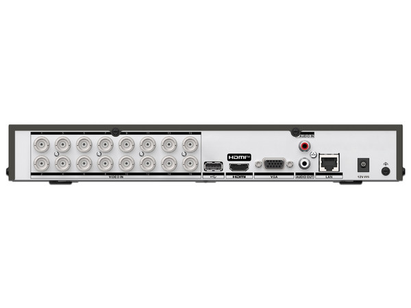 DVR Hikvision IDS-7216HUHI-M1/T de 16 Canales TurboHD + 16 Canales IP de hasta 8MP, Audio por Coaxitron, Bahía de Disco Duro(No Incluido), H.265+, ACUSENSE. Color Negro.