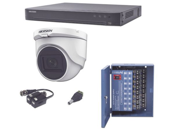 Kit de Vigilancia Hikvision TurboHD, con DVR de 16 Canales, H.265+ y 16 Cámaras de Vigilancia Turret 1080p, Incluye Transceptores, Conectores y Fuente de poder Profesional.