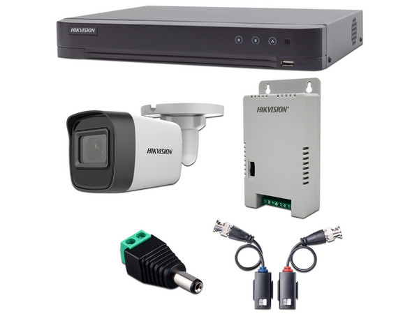 Kit De Vigilancia Hikvision Turbo HD 1080p, DVR 4 Canales, 4 Cámaras Bala, incluye Fuente de Poder.