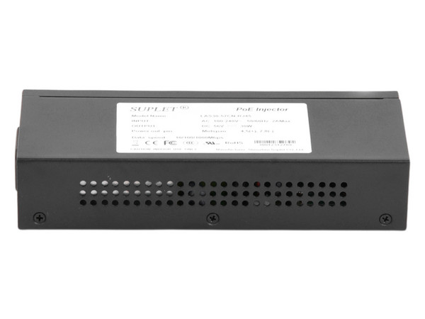 Inyector Super Hi-PoE Hikvision LAS30-57CN-RJ45 para Domos Hikvision, 56Vcd, 30W, Soporta 802.3 af /at.