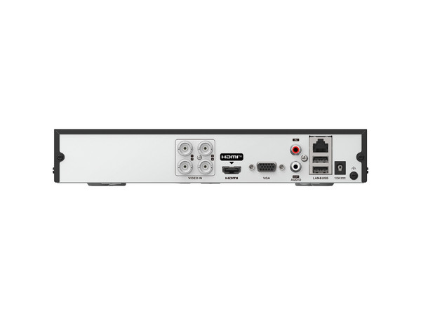 DVR HiLook DVR-204U-M1/T de 4 Canales TurboHD, 4 Canales IP, 8MP, AcuSense Lite, 1 Bahía de Disco Duro. Color Negro.