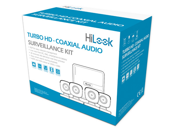 Kit de Vigilancia HiLook HL1080PS(B), con DVR de 4 Canales 1080p y 4 Cámaras de Vigilancia THC-B120-PS Tipo Bullet, Incluye 4 rollos de Cable Siames.