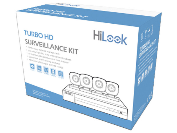 Kit de Videovigilancia Hilook HL24LQKITSM, de 1 DVR DVR-204G-F1 de 5 Canales, 4 Cámaras Tipo Bullet THC-B120-MC, 2MP, Distancia IR de hasta 20m.
