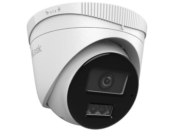 Cámara Tipo Domo HiLook IPCT240HALUC de 4MP (2560 x 1440), Lente de 2.8mm, IR hasta 20m, Microfono Integrado, IP67, Color Blanco.