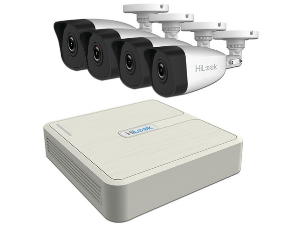 Kit de Vigilancia Hilook 4 Cámaras IP IPC-B121H, 2MP, IP67, H.265, NVR 4MP, 4 canales IP, PoE.