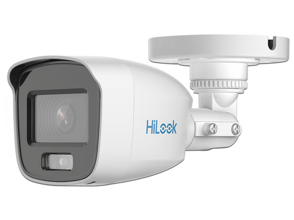 Cámara Tipo Bala Hilook THC-B129-MS de 2 MP (1920 x 1080), Lente de 2.8mm, Luz Blanca de hasta 20m, IP66, Micrófono integrado, Color Blanco.