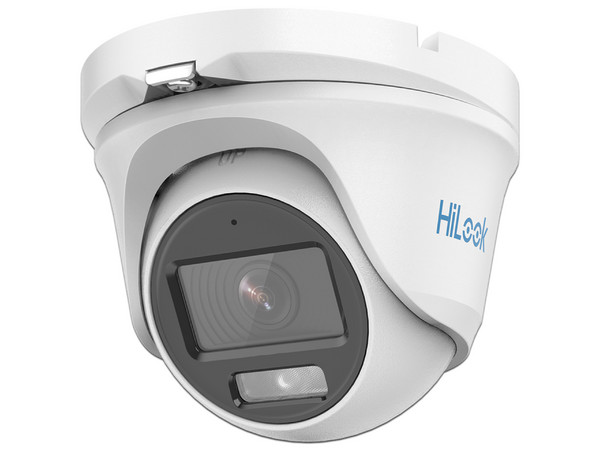 Cámara Tipo Torre HiLook THC-T129-MS de 2MP, micrófono integrado, Luz blanca de hasta 20m, IP66.