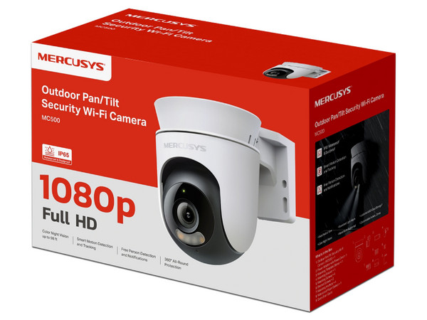 Cámara IP Tipo Domo Mercusys MC500 de 5MP (1920 x 1080), Lente de 4mm, Zoom 9x, Ranura Para MicroSD, Color Blanco.