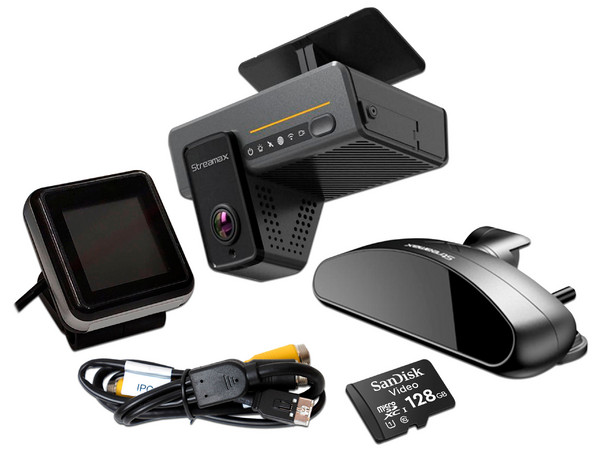 Kit de Vigilancia Movil Meriva Streamax R-WATCH, MDVR Tipo Dashcam ADPLUS 2.0-V1.1, Cámara DSM C29N, Anunciador de IA, Cables de Video, Tarjeta MicroSD de 128GB.