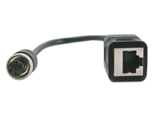 Cable convertidor Meriva de DIN de aviación a RJ45, 150mm. Color Negro.