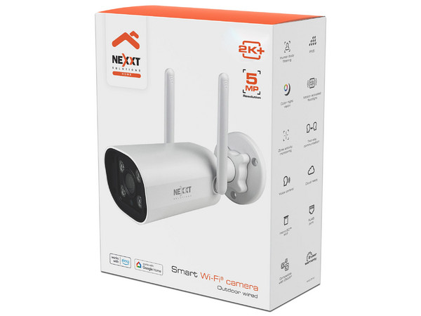 Cámara WiFi Tipo Bala NEXXT NHC-OF10 de 5MP (2880 x 1620), Lente de 4 mm, IR hasta 10m, IP65. Color Blanco.
