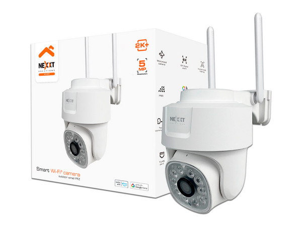 Cámara Tipo Domo PTZ Nexxt NHC-OP10 de 5MP (2880 x 1620), Lente de 4 mm, IR hasta 10m, IP65, Color Blanco.