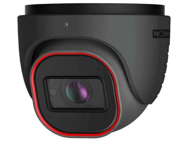 Camara-IP PROVISION ISR, Domo-Gris, 2MP, IR de 40m, Lente 2.8-12mm, H.265, IP66, PoE.