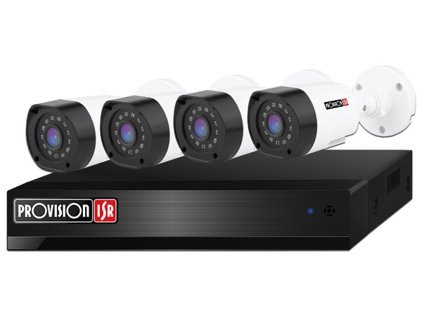 Kit de Videovigilancia Provision ISR PAK4LIGHTCC2MP-28, Incluye 1 DVR de 4 Canales, 4 Cámaras de 2MP (1920 x 1080), IR hasta 15m, 4 Cables siamés de 4m, 1 Adaptador DC de 4 salidas y 1 Fuente de Alimentación.