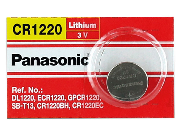Batería de Litio tipo Moneda Panasonic CR1220, 35mAh, 3V, Para DVR Epcom y Hikvision.(No recargable)
